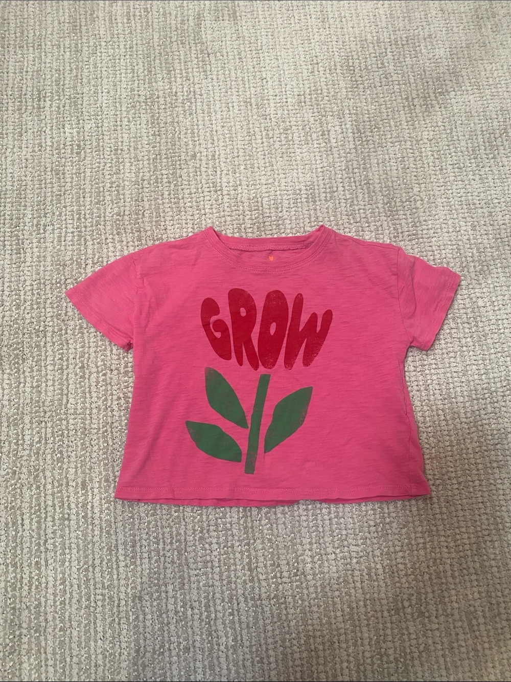 Crewcuts Pink Tee with Red "GROW" Graphic and Green Plant